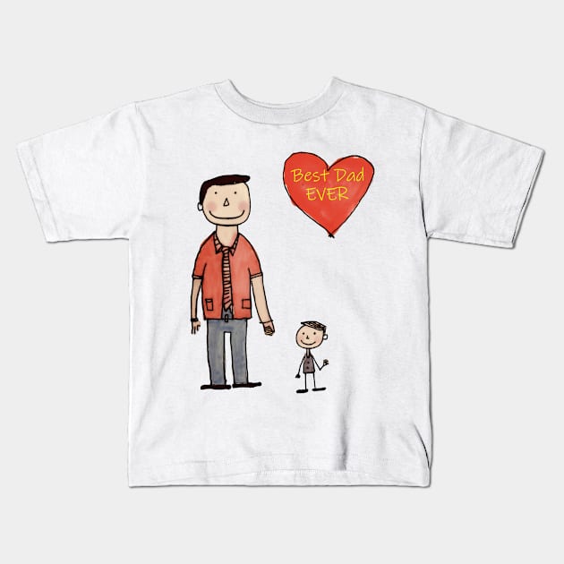 Best Dad Ever Kids T-Shirt by TooplesArt